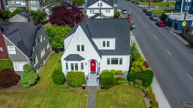 Aerial view of small house for sale