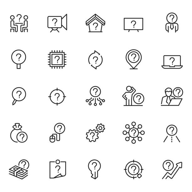 ilustrações de stock, clip art, desenhos animados e ícones de problem icons - question mark asking problems thinking