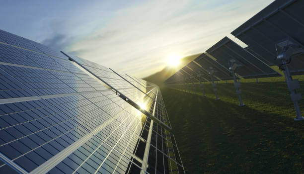 istock Dramatic Sunrise over the Solar Field 1169160553