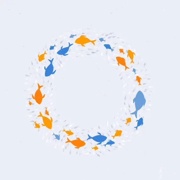 Vector illustration of Circling Fish