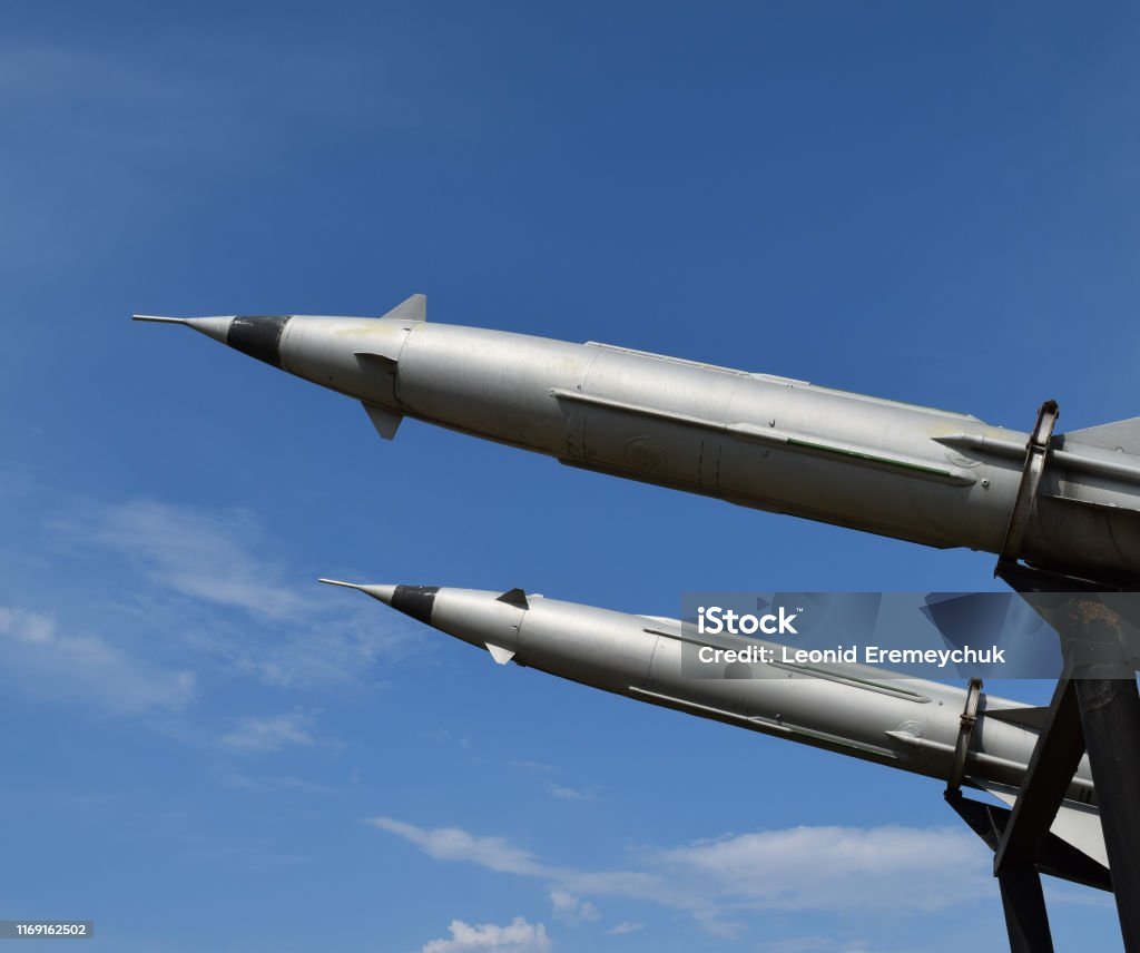 air defense missiles air defense missiles. Museum of weapons and equipment. Airplane Stock Photo