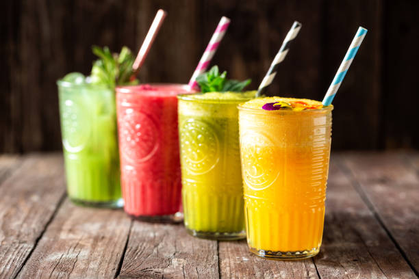 istock Four smoothies with great taste and instant energy boost packed with essential nutrients for body nourishment 1169165045