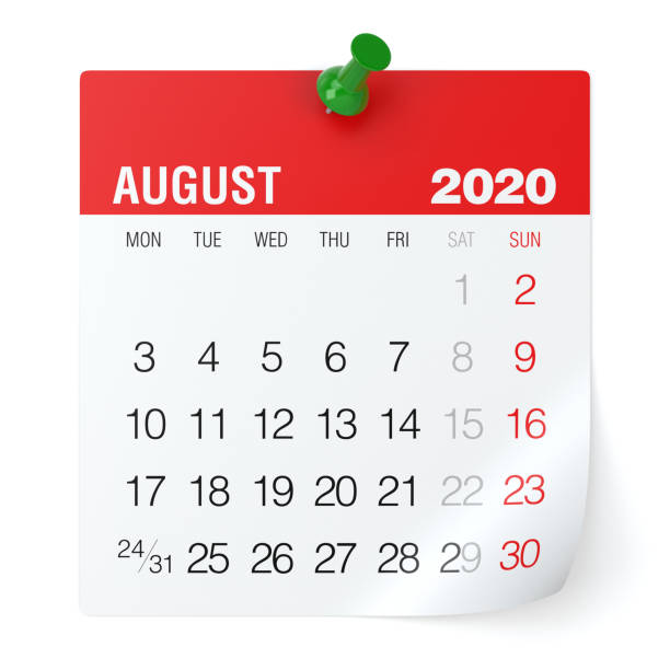 istock August 2020 - Calendar. Isolated on White Background. 3D Illustration 1169165780