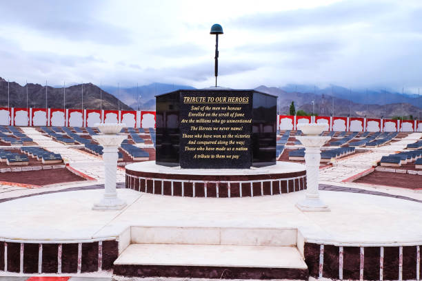 Hall of fame museum and War memorial in Leh, Ladakh India. LEH, LADAKH, INDIA – JUNE  27, 2018: Hall of fame museum and War memorial in Leh, This is a place of      remembrance of the soldiers tribute to the martyrs of 1947 in Indo- Pak wars. ladakh region photos stock pictures, royalty-free photos & images