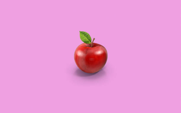 Red apple is on pink vivid background. Healthy eating lifestyle concept with a fresh design for all your crop needs for print or social media. 3d rendering.