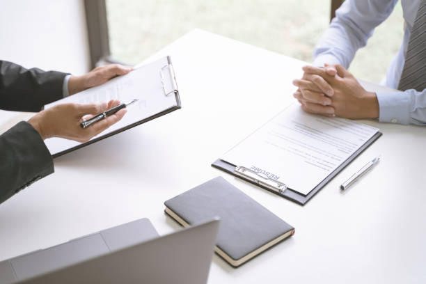 istock Job interview with human resource manager in office, Recruitment concept. 1169174283