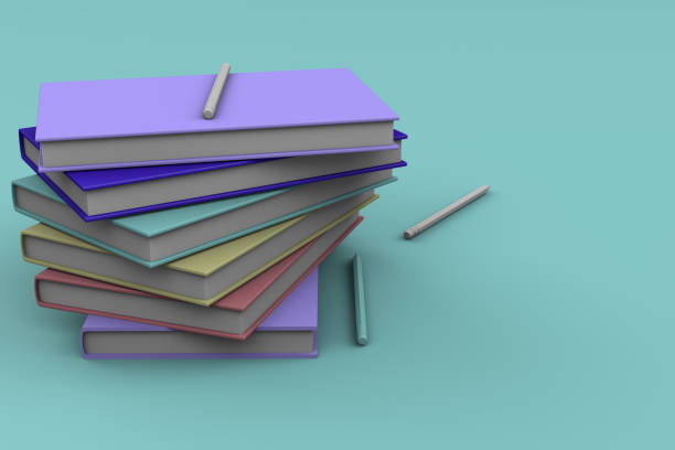 rendu 3d de livres et stylos colorés. - fall semester photos et images de collection