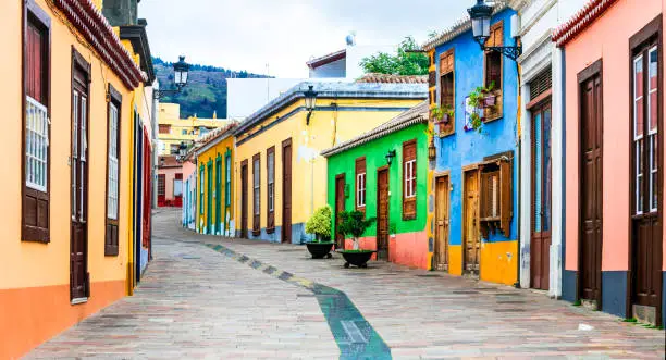 Photo of Beautiful colorful streets of old colonial town los Llanos di aridane in La Palma, Canary islands