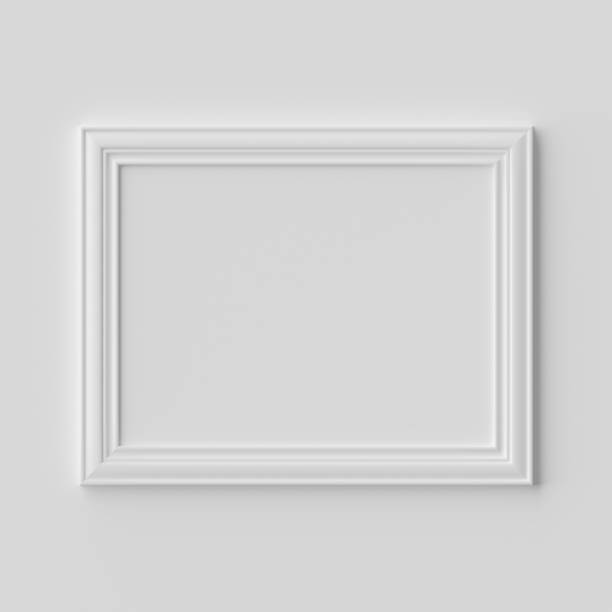 istock White horizontal photo or picture frame on white wall with shadows 1169177826