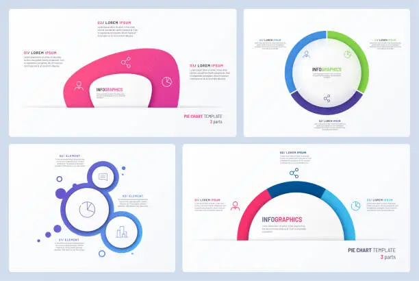 Vector illustration of Set of minimal vector infographic templates. 3 options