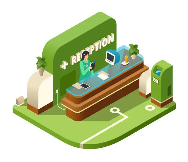 Vector illustration of Reception isometric vector illustration cross-section