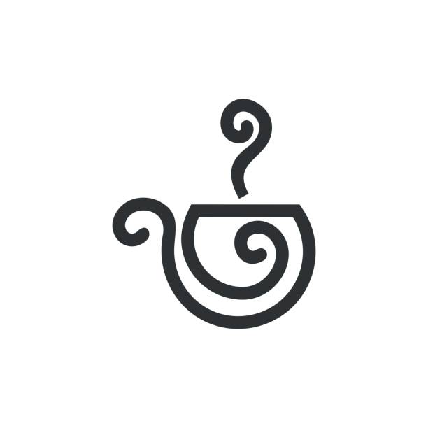 logo with cup of hot coffee. vector art illustration