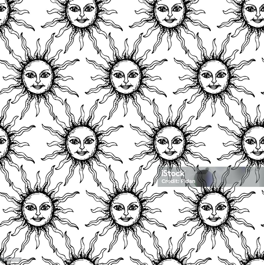 Sun Like Pattern Seamless Vector Sun Pattern Stock Illustration - Download Image Now ...