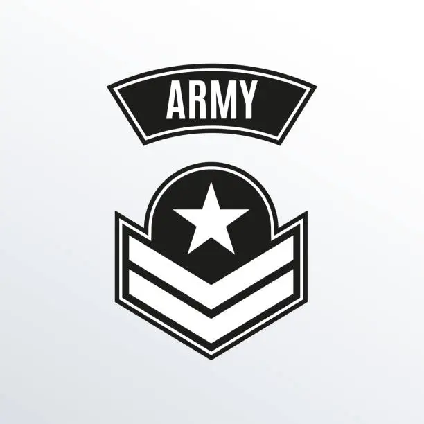 Vector illustration of Army badge. Military patch with star. Force emblem. Vector illustration.