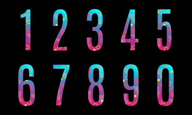 istock Modern abstract number set. Colorful number 1,2,3,4,5,6,7,8,9,0 with abstract background. Anniversary, birthday, greeting card, poster and banner design element. Vector illustration. 1169195587