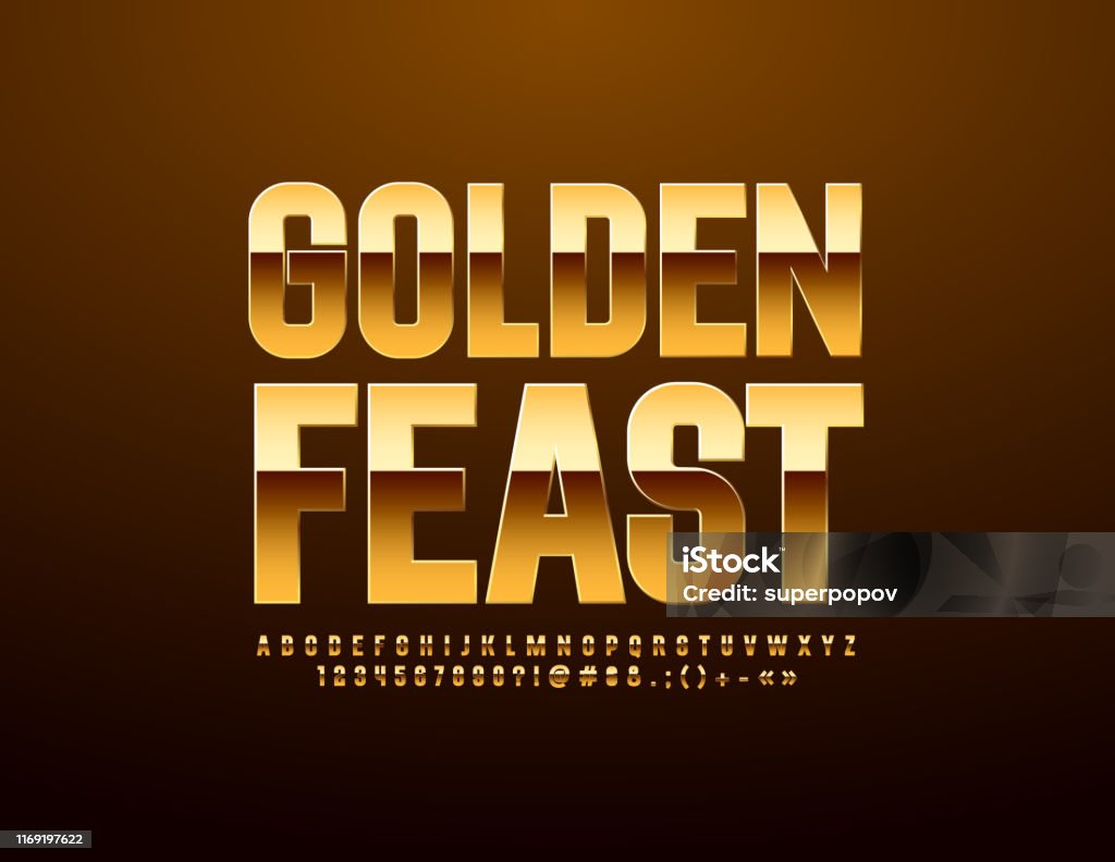 Feast Lettering Vector Luxury Poster Golden Feast With Shiny Font Elite Alphabet Set ...