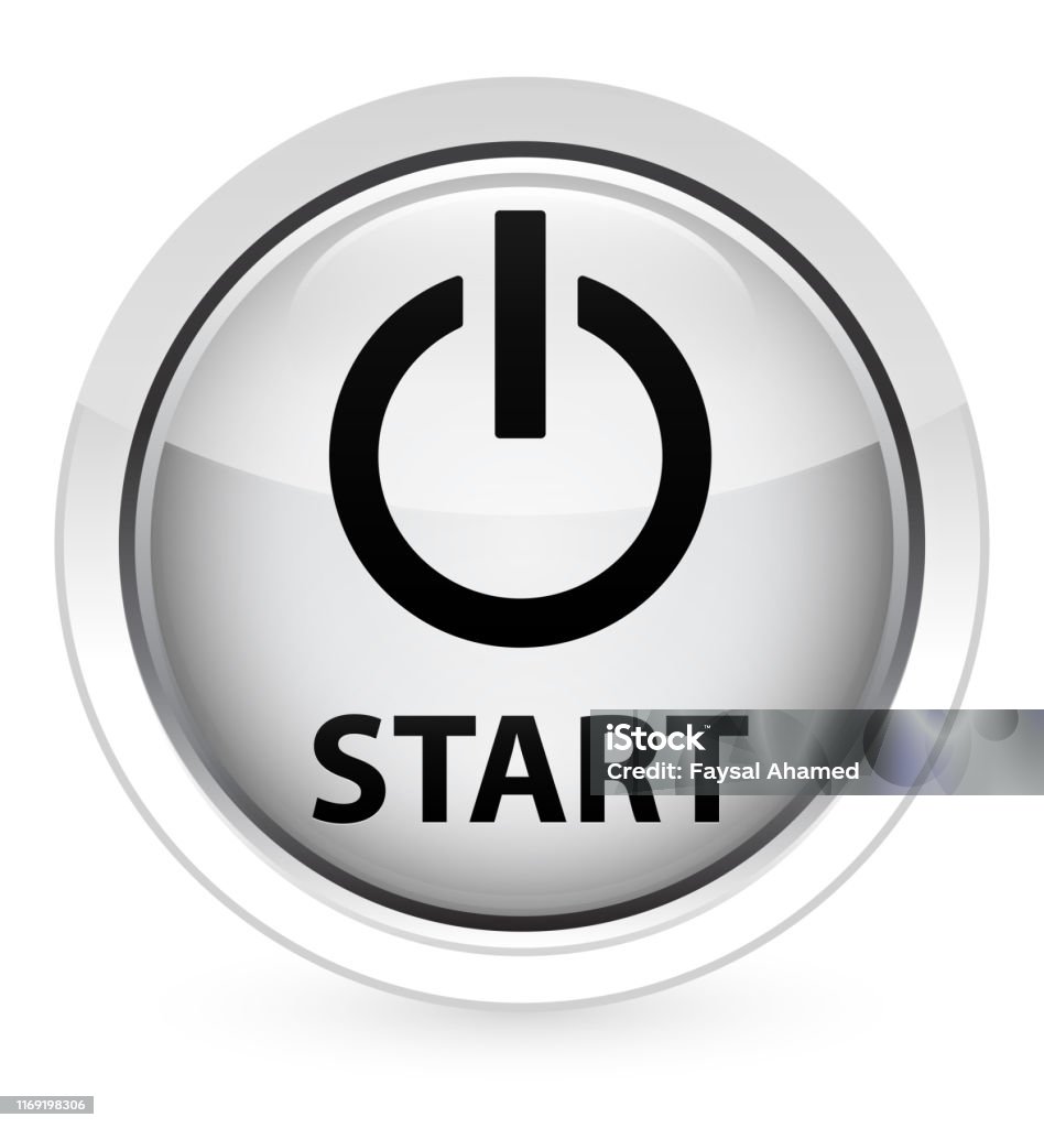 Circular Start Button Icon Start Crystal White Round Button Stock Illustration - Download Image ...