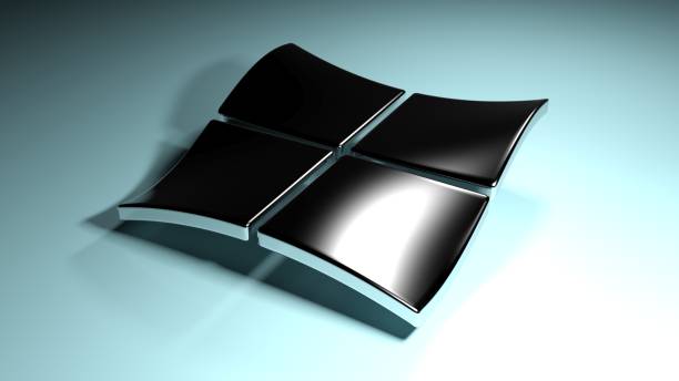 istock Abstract background with four metallic chromed waving squares - 3D rendering illustration 1169203965