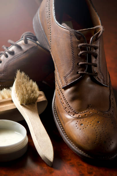 istock Brushes and polish cream for shoes 1169206209