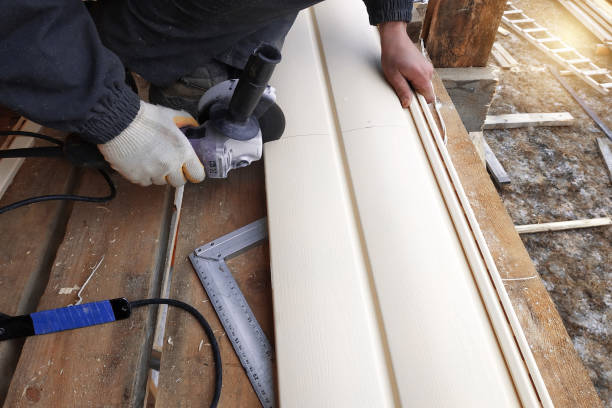 An employee cuts siding to the required size An employee cuts siding to the required size 2019 siding building feature photos stock pictures, royalty-free photos & images