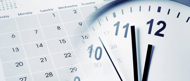 Clock and calendar Clock face and calendar composite deadline photos stock pictures, royalty-free photos & images