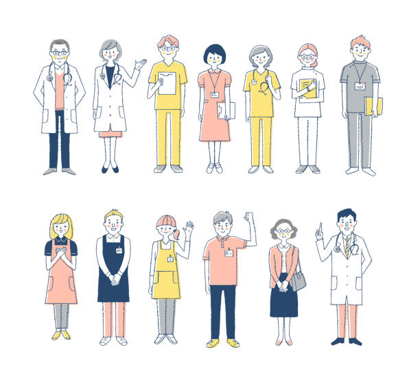 ilustrações de stock, clip art, desenhos animados e ícones de medical and welfare people - social worker illustrations