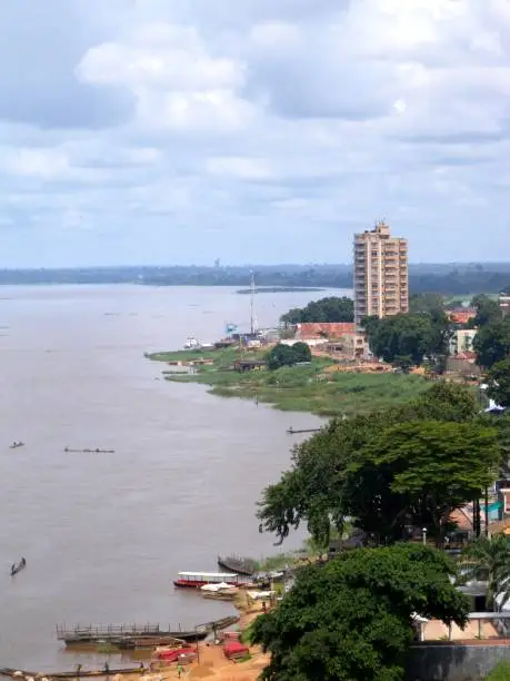 Central African Republic: Bangui cityscape and the Oubangui river, the largest right-bank tributary of the Congo River - the river forms the border with the Democratic Republic of the Congo