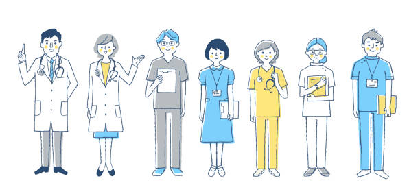 zespół pracowników służby zdrowia - histotechnician stock illustrations