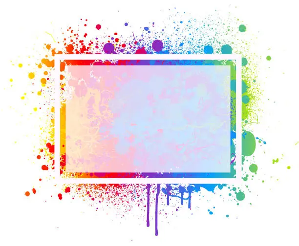 Vector illustration of Rainbow paint splash frame