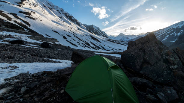 istock Camping in Ladakh in Winters - Sunset in Himalayas 1169217801