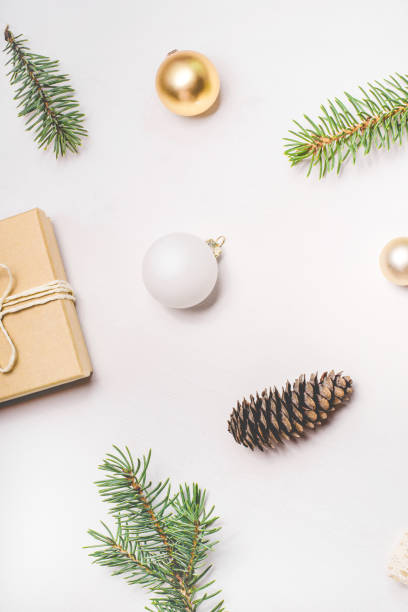 istock Pattern of Christmas decorations on white background 1169218113