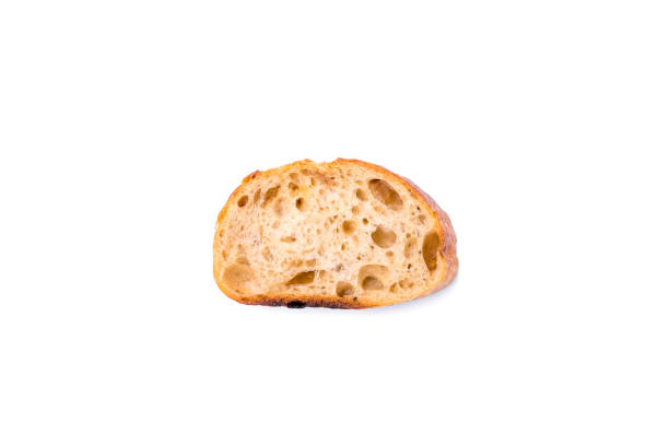 A piece of white bread isolated on a white background.