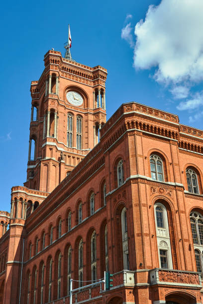 istock Neo-Renaissance Red Town Hall with the clock tower 1169221511