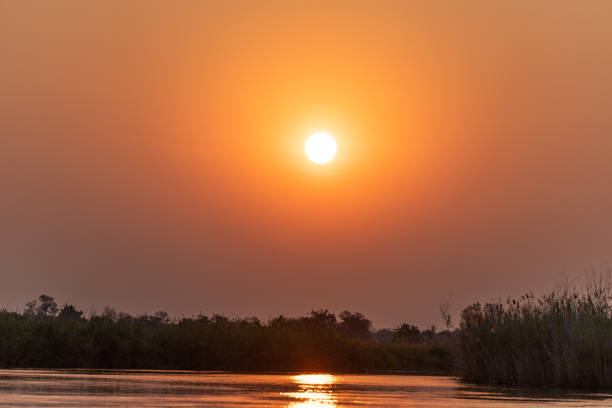 A beautiful sunset over the Zambezi River in Zimbabwe.