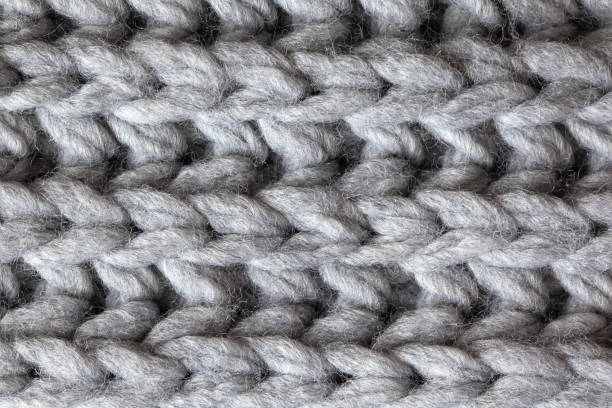 istock Knitted woolen textured surface, macro. Soft grey merino wool pattern backdrop, closeup. Autumn and winter flat lay. Scandinavian minimal style 1169229175