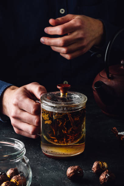 istock Steeping red tea in glass mug 1169230591