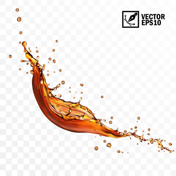 ilustrações de stock, clip art, desenhos animados e ícones de realistic transparent isolated vector falling splash of tea, coffe or cola - pouring