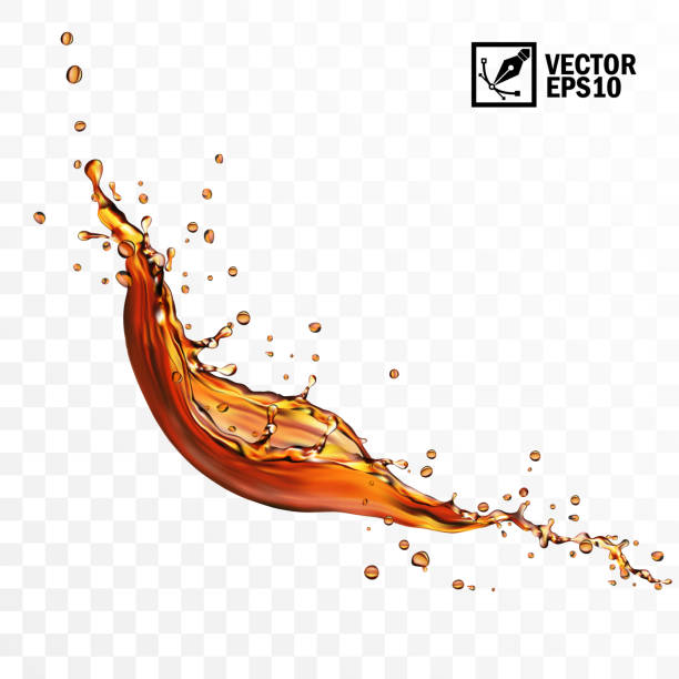 Realistic transparent isolated vector falling splash of tea, coffe or cola Realistic transparent isolated vector falling splash of tea, coffe or cola cola stock illustrations
