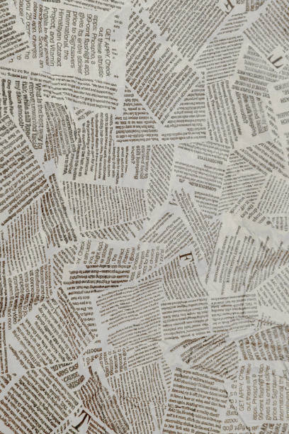 Black and white repeating torn newspaper background. Continuous pattern left, right, up and down Black and white repeating torn newspaper background. Continuous pattern left, right, up and down. page stock pictures, royalty-free photos & images