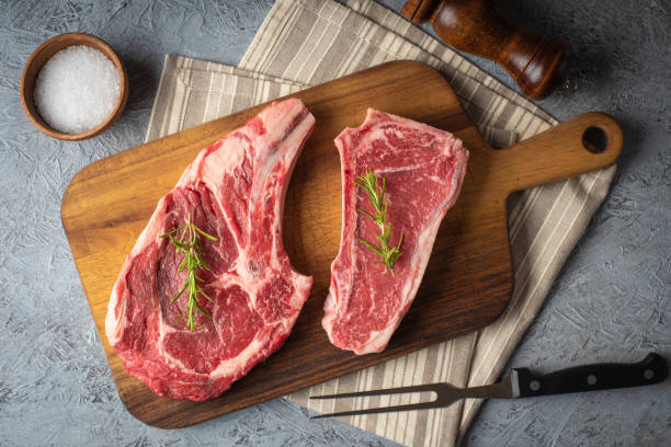 istock raw beef steak, new york strip steak and ribeye 1169233721
