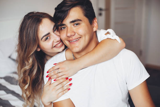 istock Beautiful couple at home 1169233882
