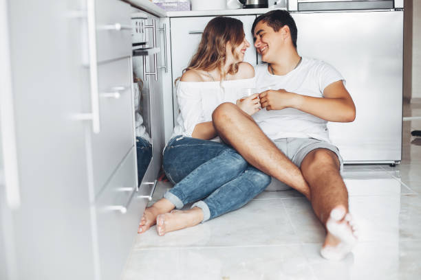 istock Beautiful couple at home 1169234221