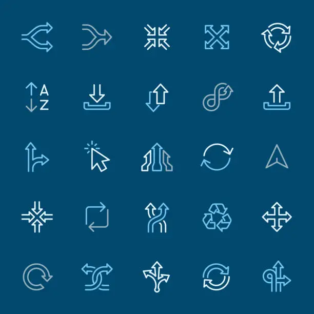 Vector illustration of Arrows pack - color outline icons