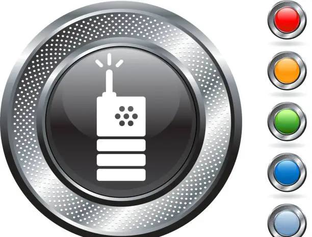 Vector illustration of police radio royalty free vector art on metallic button