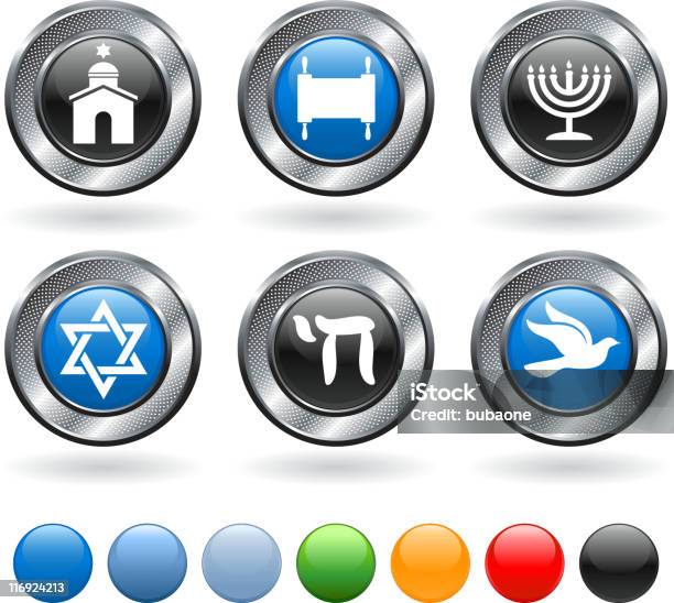 Religione Ebraica Royaltyfree Icona Vettoriale Impostato Su Bottoni Metallici - Immagini vettoriali stock e altre immagini di Arancione