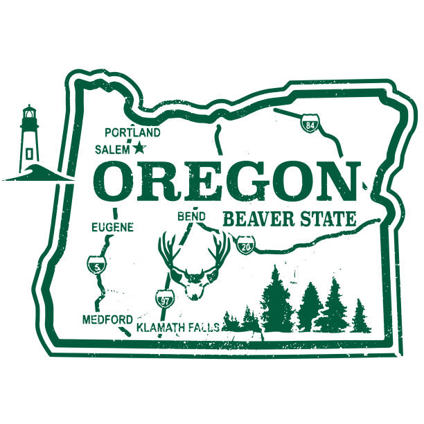 vintage oregon reise stempel - lane stock-grafiken, -clipart, -cartoons und -symbole