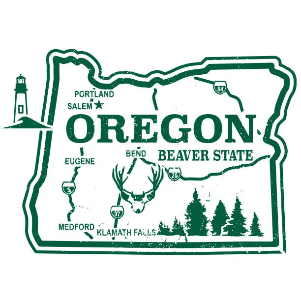 Vector illustration of Vintage Oregon Travel Stamp