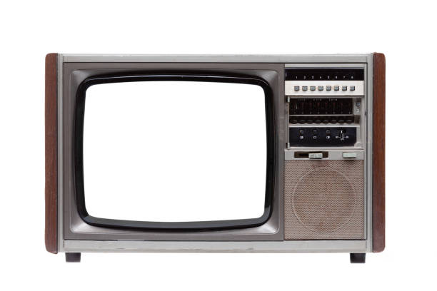 istock Vintage TV with white blank screen isolated on white background . 1169253692