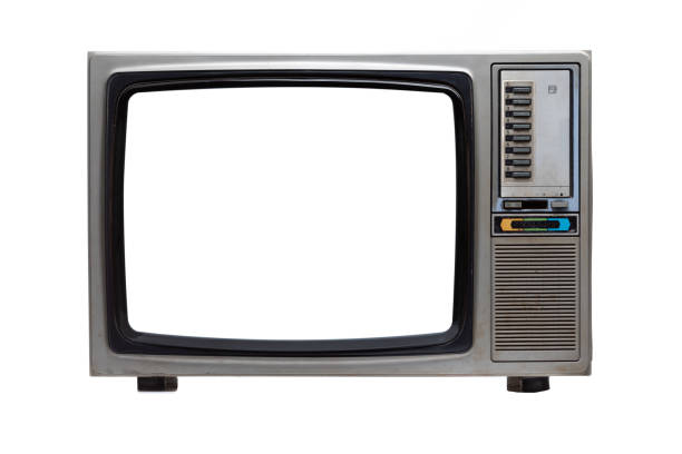 istock Vintage TV with white blank screen isolated on white background . 1169253717