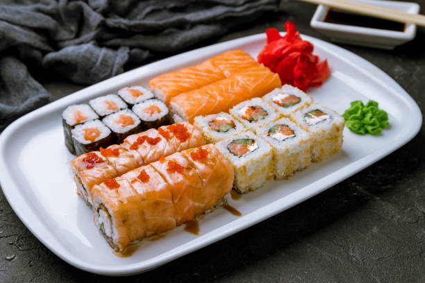 istock set of japan rolls on black concrete table 1169255752